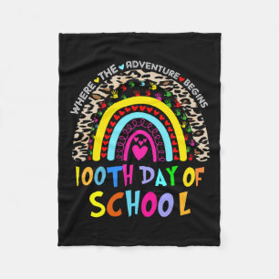 Day Of School Teacher 100 Days Smarter Rainbow 1 Fleece Blanket