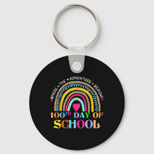 Day Of School Teacher - 100 Days Smarter Rainbow 1 Key Ring