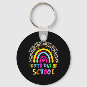 Day Of School Teacher 100 Days Smarter Rainbow 1 Key Ring