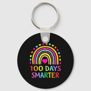 Day Of School Teacher - 100 Days Smarter Rainbow 3 Key Ring