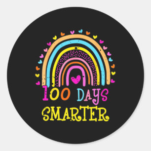 Day Of School Teacher - 100 Days Smarter Rainbow 6 Classic Round Sticker