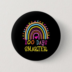 Day Of School Teacher 100 Days Smarter Rainbow  6 Cm Round Badge