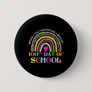 Day Of School Teacher - 100 Days Smarter Rainbow  6 Cm Round Badge