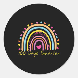 Day Of School Teacher 100 Days Smarter Rainbow Classic Round Sticker
