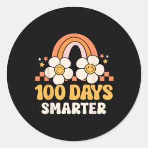 Day Of School Teacher 100 Days Smarter Rainbow Kid Classic Round Sticker