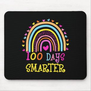Day Of School Teacher 100 Days Smarter Rainbow Mouse Pad