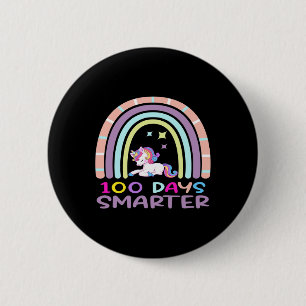 Day Of School Teacher 100 Days Smarter Rainbow Uni 6 Cm Round Badge