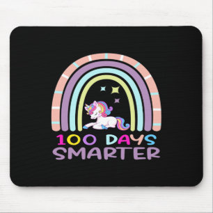 Day Of School Teacher 100 Days Smarter Rainbow Uni Mouse Pad