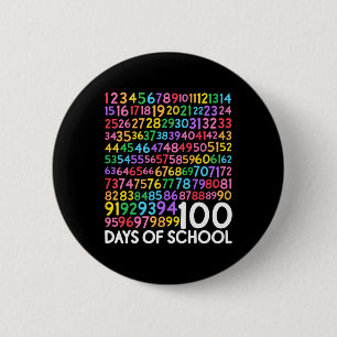 Day Of School Teacher Kids 100 Days Math Numbers 6 Cm Round Badge