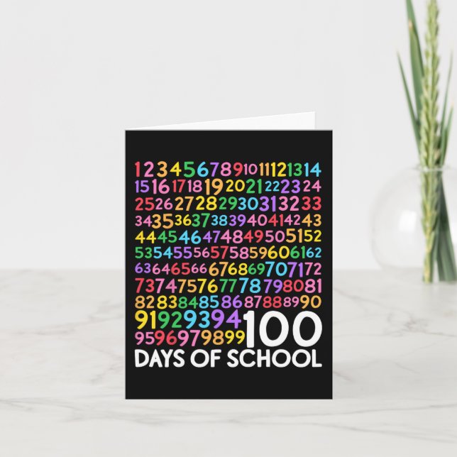 Day Of School Teacher Kids 100 Days Math Numbers  Card (Front)