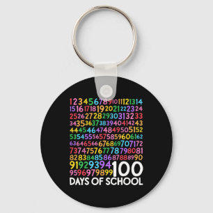 Day Of School Teacher Kids 100 Days Math Numbers Key Ring
