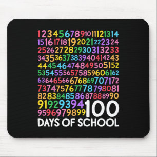 Day Of School Teacher Kids 100 Days Math Numbers Mouse Pad