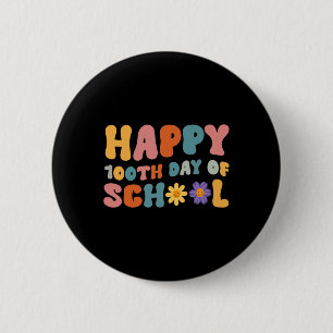 Day Of School Teacher Retro Groovy Happy 100 Day  6 Cm Round Badge