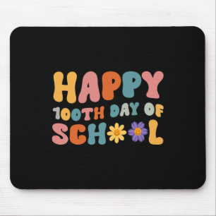 Day Of School Teacher Retro Groovy Happy 100 Day Mouse Pad