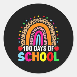 Day Of School Teachers 100 Days Smarter Rainbow 1  Classic Round Sticker