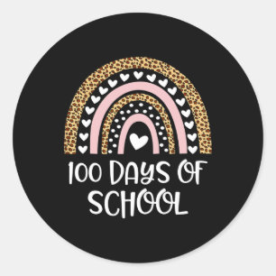 Day Of School Teachers 100 Days Smarter Rainbow Wo Classic Round Sticker