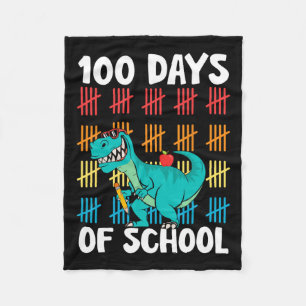 Day Of School Teachers Kids Boys Dino Happy 100 Da Fleece Blanket