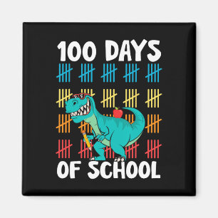 Day Of School Teachers Kids Boys Dino Happy 100 Da Magnet