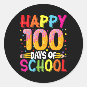 Day Of School Teachers Kids Child Happy 100 Days 5 Classic Round Sticker