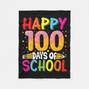 Day Of School Teachers Kids Child Happy 100 Days 5 Fleece Blanket