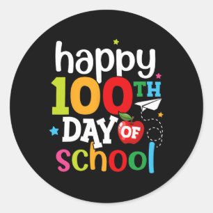 Day Of School Teachers Kids Girls Boys Happy 100 D Classic Round Sticker
