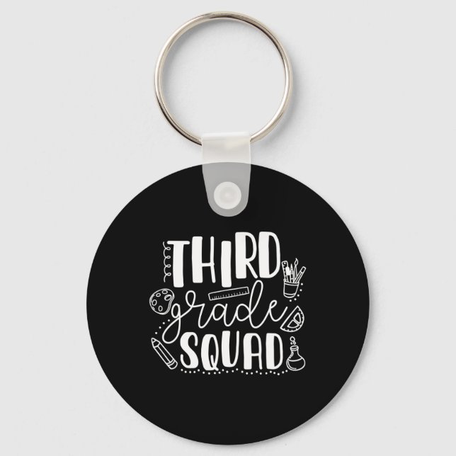 Day Of School Third Grade Squad Teacher  Key Ring (Front)