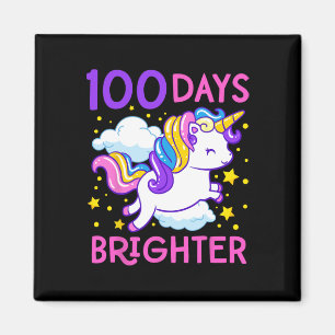 Day Of School Unicorn 100 Days Brighter Kindergart Magnet