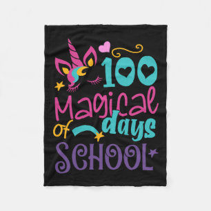 Day Of School Unicorn 100 Magical Days Teacher Gir Fleece Blanket