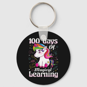 Day Of School Unicorn Girls 100 Days Of School Key Ring