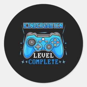 Day Of School Video Game Level Kindergarten Comple Classic Round Sticker