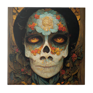 Day Of The Dead 1 Fantasy Skull Ceramic Tile