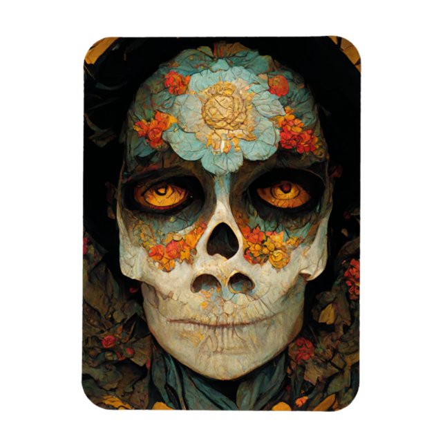 Day Of The Dead 1 Fantasy Skull Magnet (Vertical)