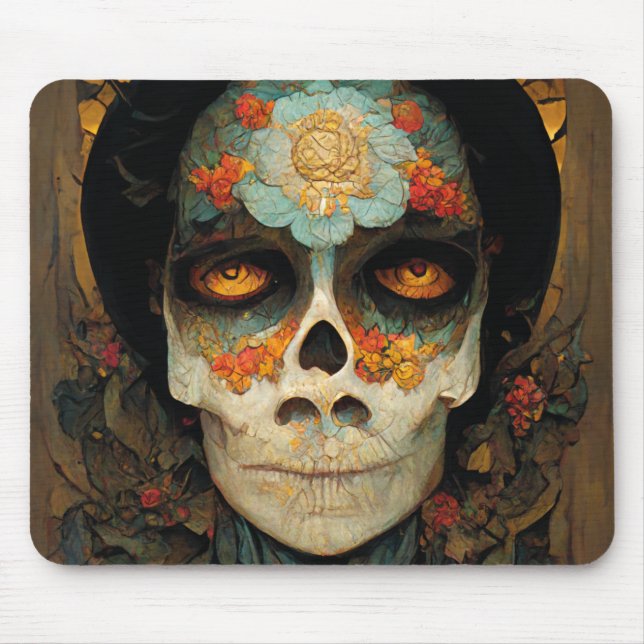 Day Of The Dead 1 Fantasy Skull Mouse Pad (Front)