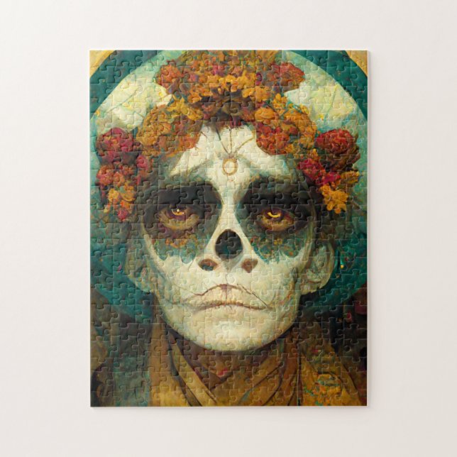 Day Of The Dead 2 Fantasy Skull Jigsaw Puzzle (Vertical)