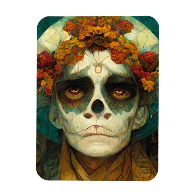 Day Of The Dead 2 Fantasy Skull Magnet (Vertical)