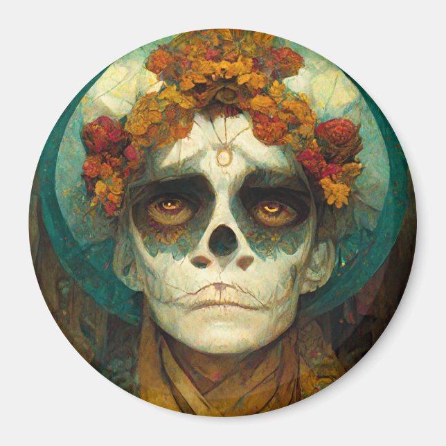 Day Of The Dead 2 Fantasy Skull Magnet (Front)