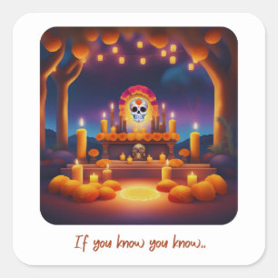 Day of the Dead Altar Square Sticker