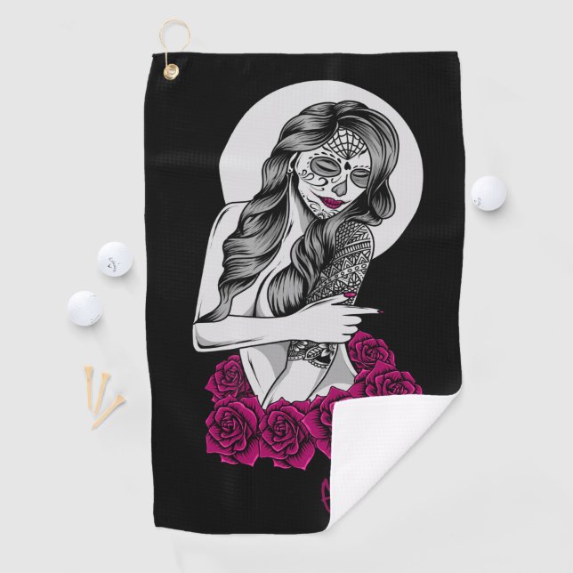 Day of the Dead and Roses  Golf Towel (InSitu)
