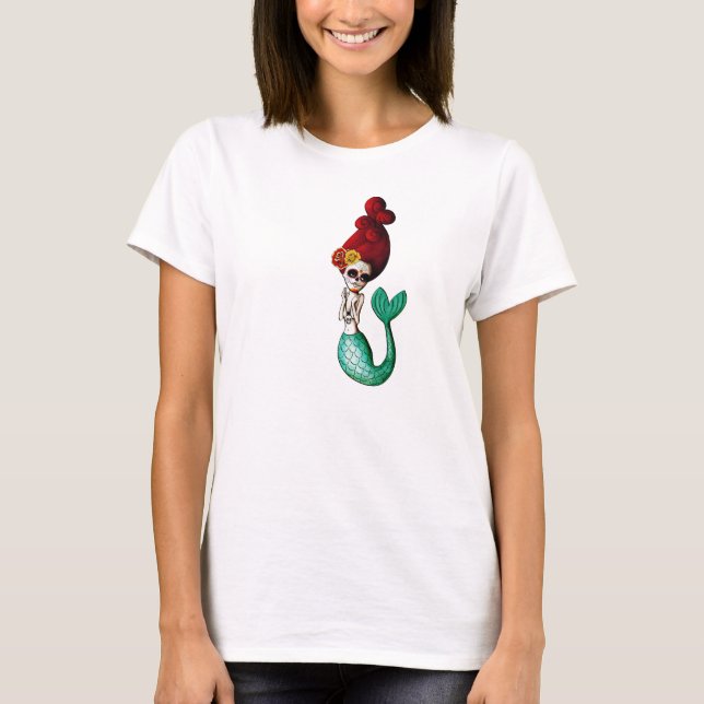 Day of The Dead Beautiful Mermaid Girl T-Shirt (Front)