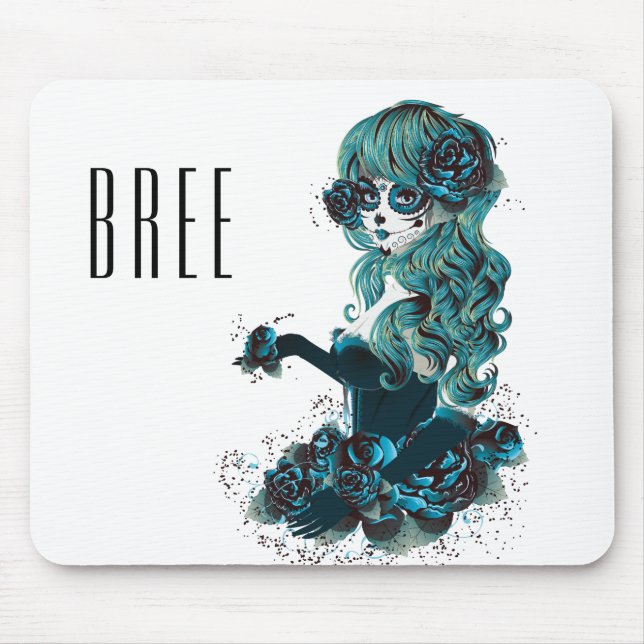 Day of the Dead Beautiful Sugar Skull Makeup Girl Mouse Pad (Front)