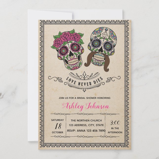 Day of the dead bridal shower invitation (Front)