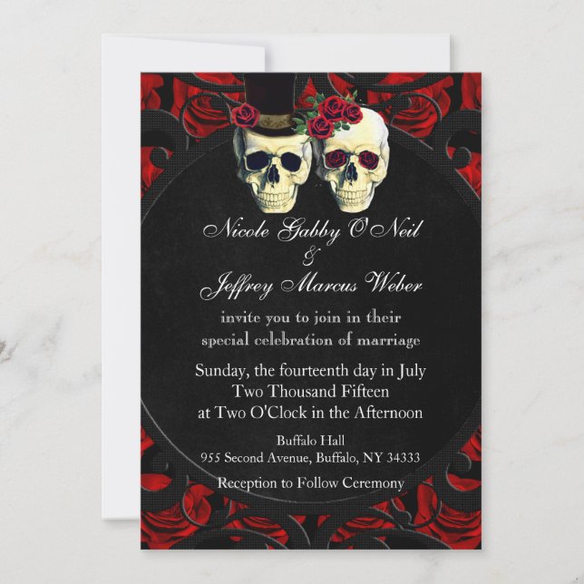 Day of the Dead Bride and Groom Wedding Invitation (Front)