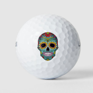 Day of the Dead Bright Skull Golf Balls
