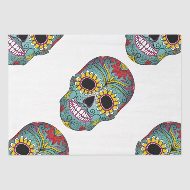 Day of the Dead Bright Skull Tissue Paper (Front)