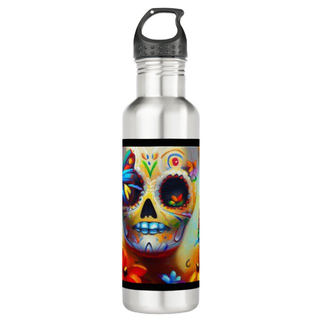 Day of the Dead Butterflies 2 710 Ml Water Bottle (Front)