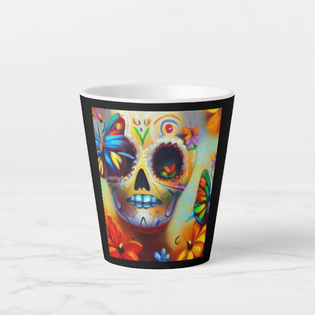 Day of the Dead Butterflies 2 Latte Mug (Front)