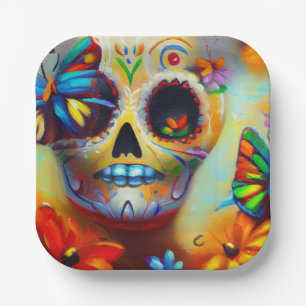 Day of the Dead Butterflies 2 Paper Plate