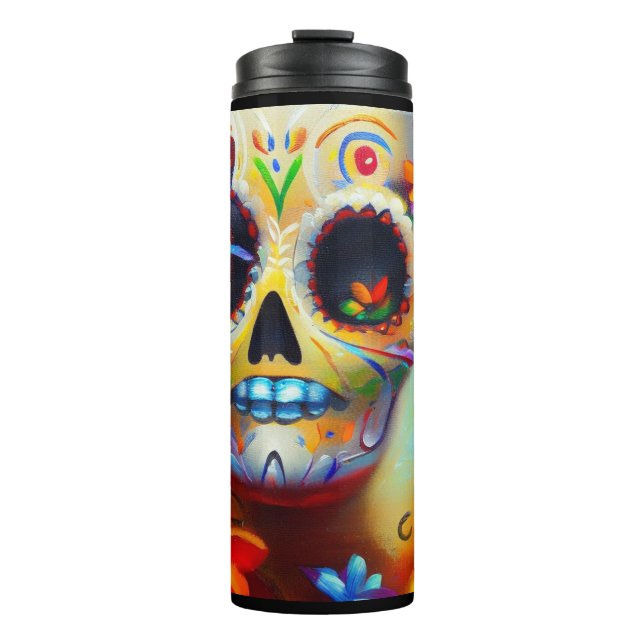Day of the Dead Butterflies 2 Thermal Tumbler (Front)