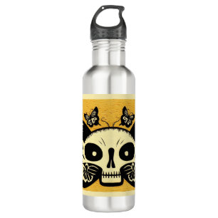 Day of the Dead Butterflies Woodcut 1 710 Ml Water Bottle