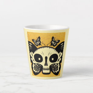 Day of the Dead Butterflies Woodcut 1 Latte Mug